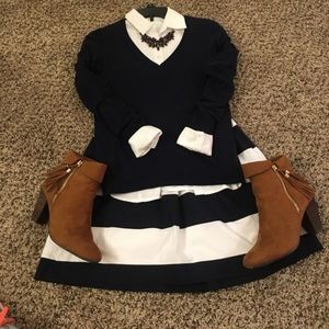 Banana Republic Navy & White Striped Mini Skirt 0… - image 1